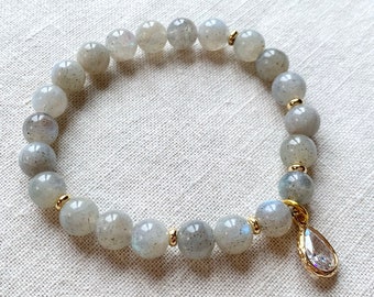 Labradorite Bracelet, Labradorite Mala Bracelet, Wrist Mala Beads, Sunstone Bracelet, Yoga Jewelry, Mala Kette, Spiritual Jewelry, Boho Gift