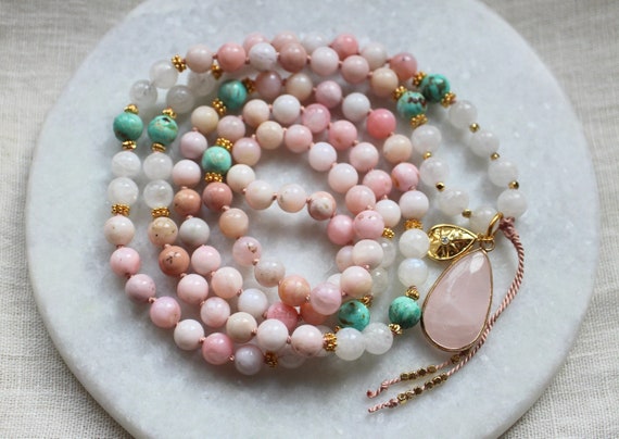 Pink Opal Mala Turquoise Mala Opal Mala Opal Necklace
