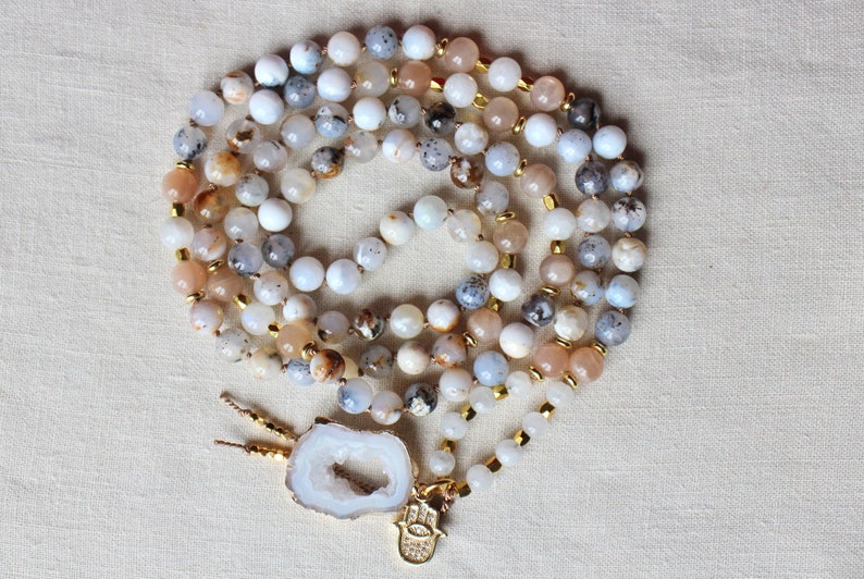 Ocean Chalcedony Mala, Sunstone Mala, Moonstone Mala, Mala Necklace, Crystal Necklace, Mala Kette, Prayer Beads, Yoga Necklace image 6