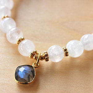 Moonstone Bracelet, Moonstone Mala Bracelet, Wrist Mala Beads, Labradorite Pendant, Moon Bracelet, Yoga Jewelry, Mala Kette, Boho Bracelet image 5