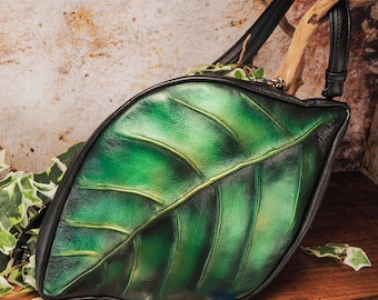 Green Leaf Sling Bag - Themed for Renaissance Fair, Fairy Wedding or Every Day