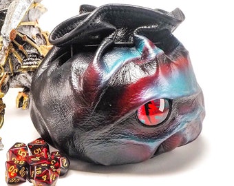 Stylish Functional Dragon Dice Bag for DnD Enthusiasts - Holds up to 250 Dice with Easy Access and Secure Closure.