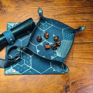 Hexagon Leather Tray - Collapsable Vallet or  Dice Rolling Tray