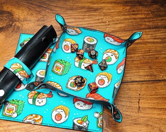 Sushi Pattern Leather Dice Tray - Fabric Valet Tray