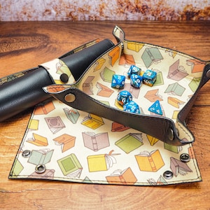 Book Leather Dice Tray - Foldable Leather Decorative or Dice Tray for Table Top Games