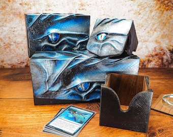 Dragon Eye Wooden Deck Box  Blue & Silver, MTG/TCG Card Storage - Etsy