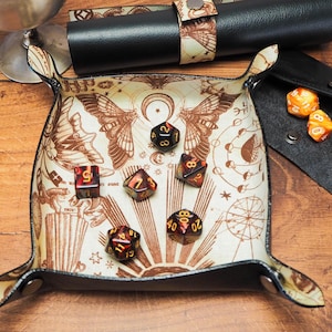 Mystical Leather Dice Tray – Collapsible Rolling Tray