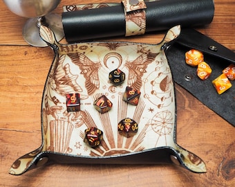 Mystical Leather Dice Tray – Collapsible Rolling Tray