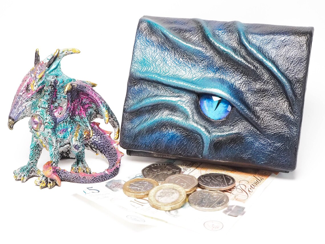 Blue Unisex Dragon Wallet Leather Wallet Gents Wallet Etsy