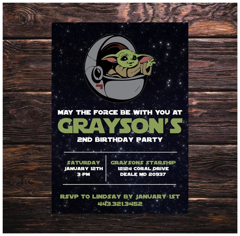 baby yoda birthday invitation printable invitation etsy