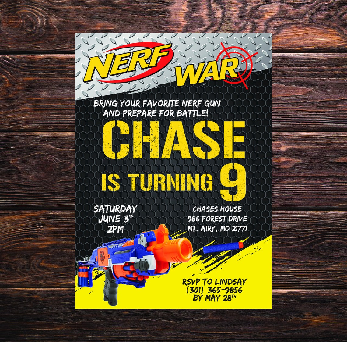 Nerf Birthday Invitation Printable Invitation Personalized Invitation nerf-birthday-invitation-printable-invitation-personalized-invitation