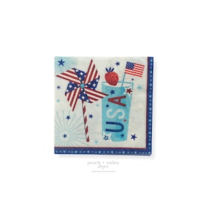 Papierserviette - 4. Juli USA Pinwheel Design Luncheon Serviette, Juli Dekor Decoupage Papier für Junk Journal & Scrapbooking
