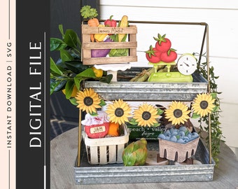 Farmers Market Laser Cut File, Market Vegetable Laser Cutting Design, Wood Cutting Machine Glowforge Project, DIY Decor Cricut Project SVG