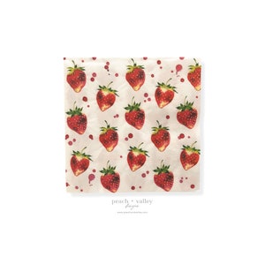 Serviette en papier - serviette de table design fraise peinte, papier de découpage pour le journal indésirable, le scrapbooking et l'art de découpage