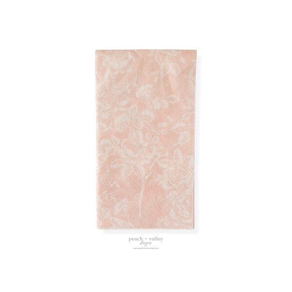 Paper Napkin - Blush Pink Flower Design Guest Napkin, Decoupage Paper for Junk Journal, Scrapbooking, & Decoupage Art