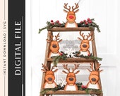 Santas Reindeer Laser Cut File, DIY Christmas Decor Laser Cutting Design, Wood Cutting Machine Glowforge Project, Cricut Project SVG