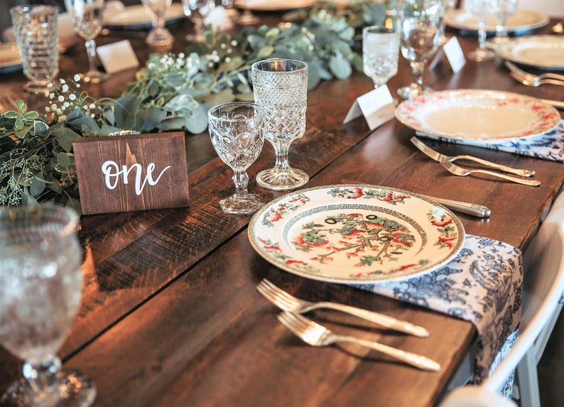 Wood Table Numbers Hand Painted Table Numbers Wedding Etsy