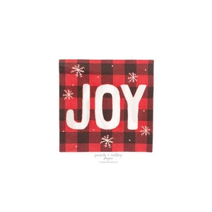 Servilleta de papel - Servilleta navideña de cóctel Christmas Joy Buffalo Check, papel decoupage para diario basura, scrapbooking y arte decoupage