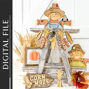 Geboorteplaats oogsttijd lasergesneden bestand, DIY herfst decor maïs doolhof lasersnijden ontwerp Glowforge project, DIY vakantie decor Cricut project SVG