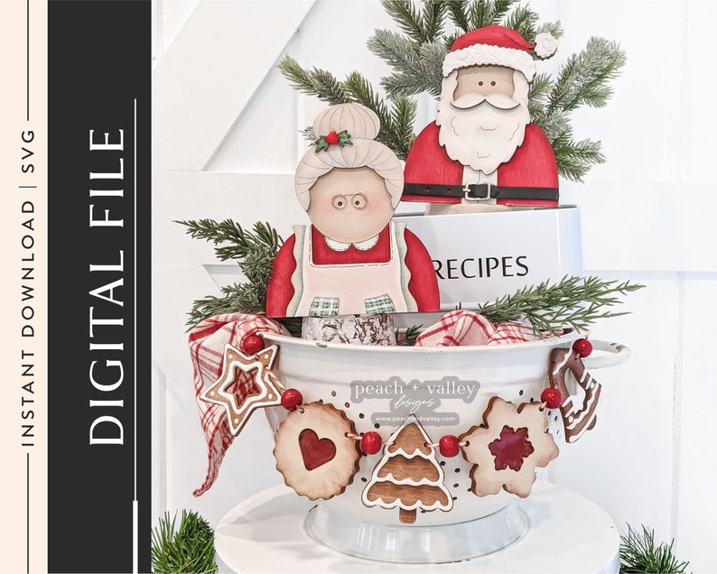 Mr and Mrs Claus Laser Cut File, DIY Christmas Decor Laser Cutting ...