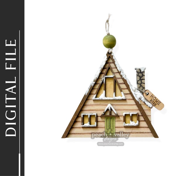 A-Frame Cabin Ornament Cut File SVG | Glowforge File | Laser Cut File | DIY Christmas Ornament | DIY Christas Decor | New Home Ornament