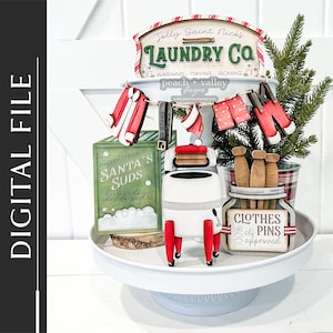 Veel plezier lasergesneden bestand, wasbord DIY kerstdecor lasersnijden ontwerp Glowforge-project, houtsnijmachine, Cricut-project
