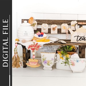 Arquivo de corte a laser Spill the Tea Time, porta-cartão-presente, decoração para festa do chá, projeto Glowforge de design de corte a laser, projeto Cricut de decoração DIY SVG