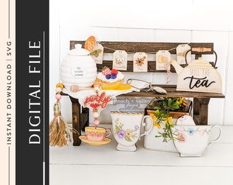 Spill the Tea Time Laser Cut File, Gift Card Holder Tea Party Decor, Laser Cutting Design Glowforge Project, DIY Decor Cricut Project SVG