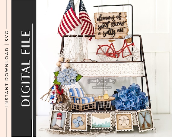 Coastal Cottage Laser Cut File, Beachhouse Decor Laser Cutting Design Glowforge Project, Wood Cutting Machine DIY Decor Cricut Project SVG