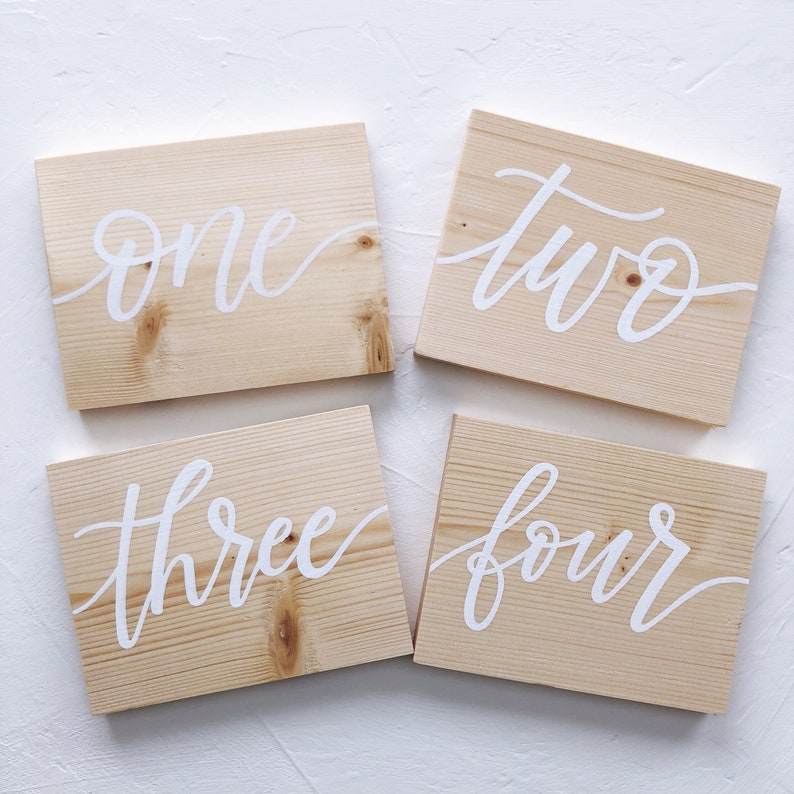 Wood Table Numbers Hand Painted Table Numbers Wedding Etsy