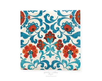 Servilleta de papel: servilleta de almuerzo con diseño de jacquard rojo y azul, arte de decoupage, papel de decoupage, diario basura y álbumes de recortes