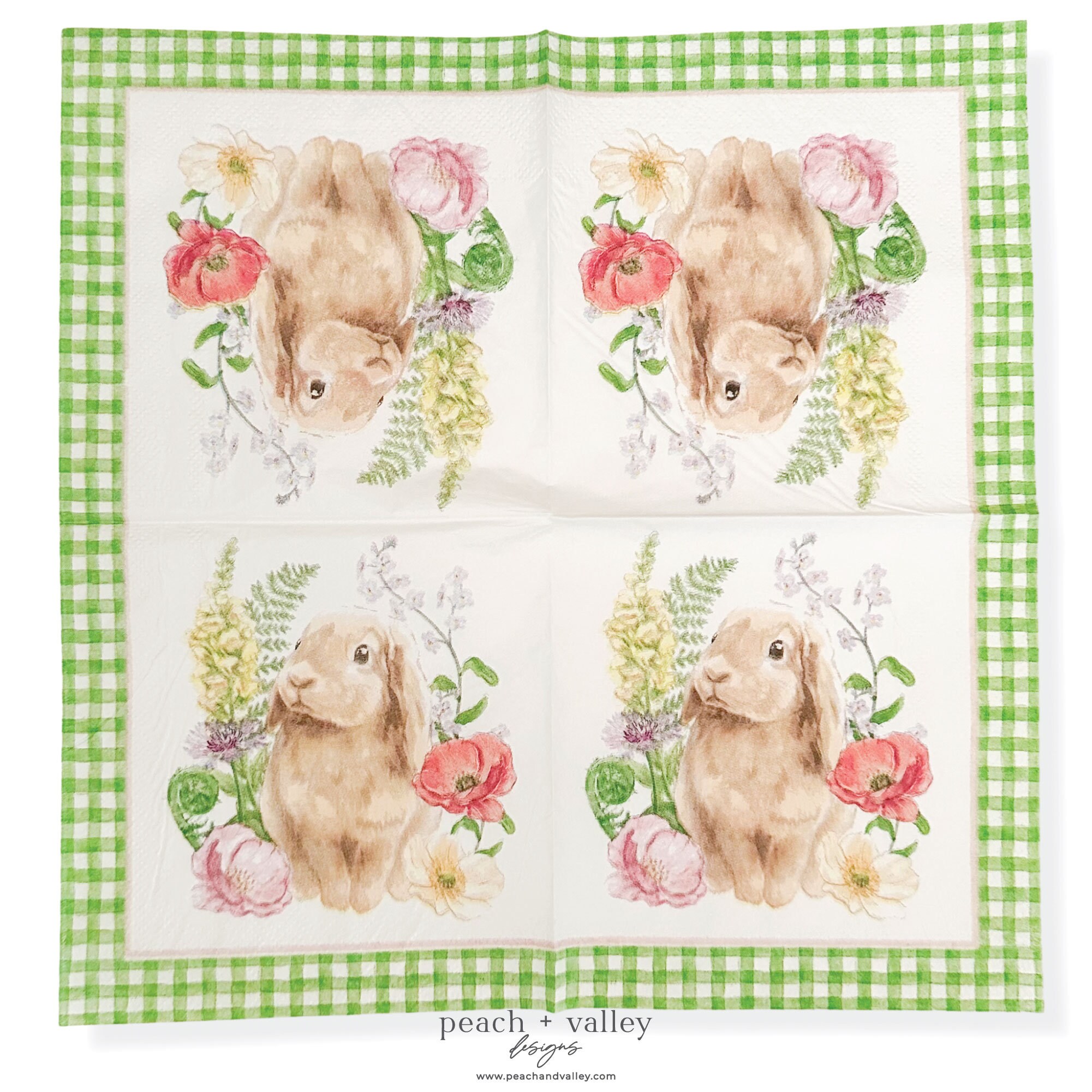 Paper Napkin - Floral Easter Bunny Cocktail Napkin, Spring Decoupage ...