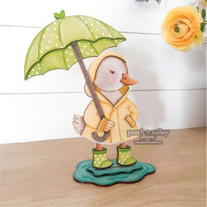 Arquivo de Corte a Laser "Pato com Guarda-Chuva em Dia de Chuva", Design para Corte a Laser, Decoração de Lareira para a Primavera (SVG) imagem 7