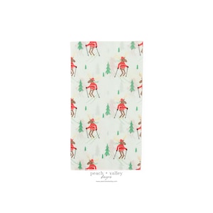 Paper Napkin - Skiing Moose Christmas Napkin, DIY Christmas Decor Decoupage Paper for Junk Journal, Scrapbooking, & Decoupage Art