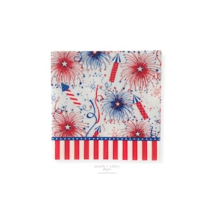 Papier-Serviette - Feuerwerk Luncheon-Serviette für Decoupage Art, Decoupage Papier für Junk Journal & Scrapbooking, 4. Juli