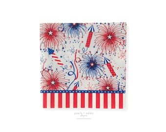 Paper Napkin - Fireworks Luncheon Napkin for Decoupage Art, Decoupage Paper for Junk Journal & Scrapbooking, 4th of July