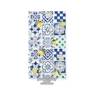 Tovagliolo di carta - Tovagliolo per gli ospiti con motivo a piastrelle in stile mediterraneo, motivo a limoni, carta per decoupage con agrumi, scrapbooking e arte del decoupage