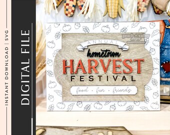 Erntedankfest Zeichen Laser geschnitten Datei, DIY Herbst Dekor Glowforge Projekt Laserschneiden Design, Herbst Tisch Dekor Cricut Projekt SVG