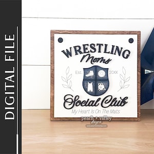 Fichier découpé au laser du club social de maman de lutte, cadeau de signe interchangeable pour la conception découpée au laser de maman, projet de Glowforge de décoration d'intérieur bricolage SVG, S1