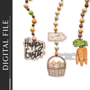 Easter Beaded Garlands Laser Cut File, DIY Easter Decor Laser Cutting Design Glowforge Project, DIY Holiday Decor Cricut Project SVG