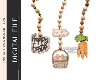 Easter Beaded Garlands Laser Cut File, DIY Easter Decor Laser Cutting Design Glowforge Project, DIY Holiday Decor Cricut Project SVG