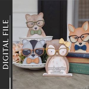 Woodland Animals Laser Cut File, Laser Cutting Design Glowforge Project, Wood Cutting Machine DIY Decor, Cricut Project SVG