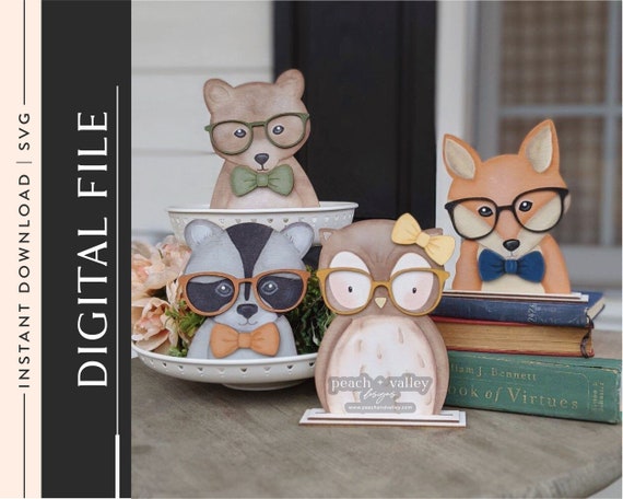 Woodland Animals Laser Cut File, Laser Cutting Design Glowforge Project, Wood Cutting Machine DIY Decor, Cricut Project SVG