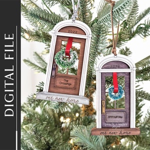 Our New Home Christmas Ornament SVG - DIY Laser Cut File for Personalized Front Door Ornament, Cricut Glowforge Project