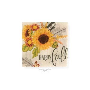 Papierserviette - Happy Fall Sunflower Design Cocktail-Serviette, Blumen-Serviette für Decoupage-Kunst, Decoupage-Papier für Junk Journal & Scrapbooking