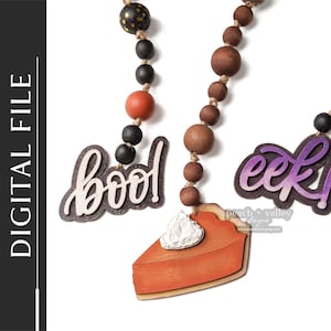 Fall Beaded Garland Tags Laser Cut File, DIY Halloween Decor Laser Cutting Design Glowforge Project, DIY Fall Decor Cricut Project SVG