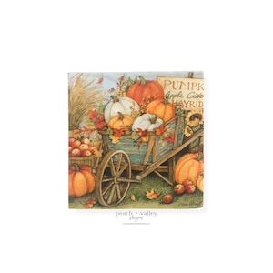Tovagliolo di carta - Tovagliolo da cocktail con carriola di zucca, carta per decoupage del Ringraziamento per diario spazzatura, scrapbooking e arte del decoupage