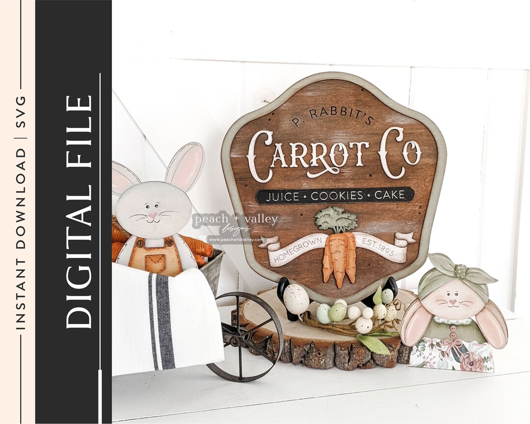 Carrot Co Sign Laser Cut File, DIY Easter Decor Laser Cutting Design ...