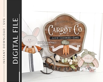 Carrot Co Sign Laser Cut File, DIY Easter Decor Laser Cutting Design, Glowforge Project, DIY Holiday Decor Cricut Project, Mantel Decor SVG