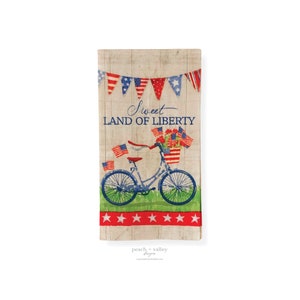 Guardanapo de papel - Guardanapo de convidado da bicicleta Sweet Land of Liberty de 4 de julho para arte de decoupage, papel de decoupage, diário de lixo e álbum de recortes